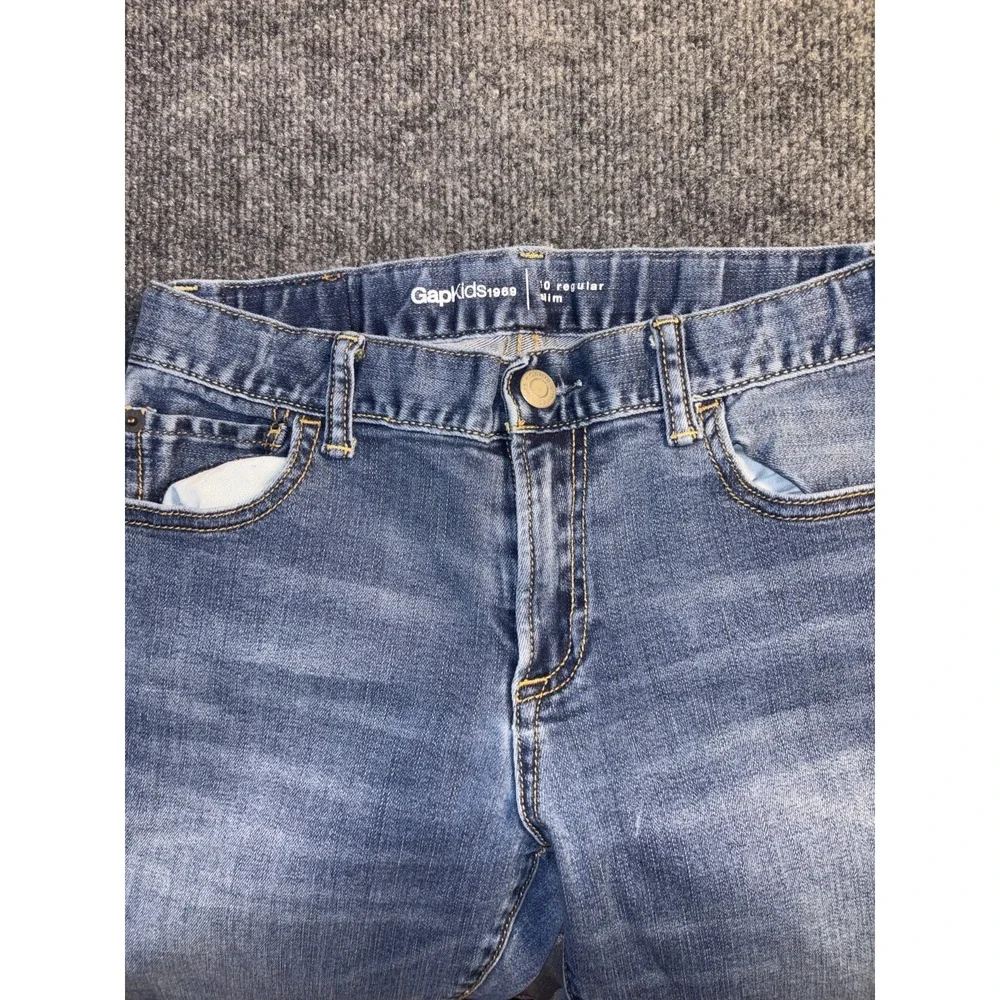 Gap 1969 Straight Jeans Kids Girls‎ 10 Blue Denim Slim-Fit Faded Wash Streetwear